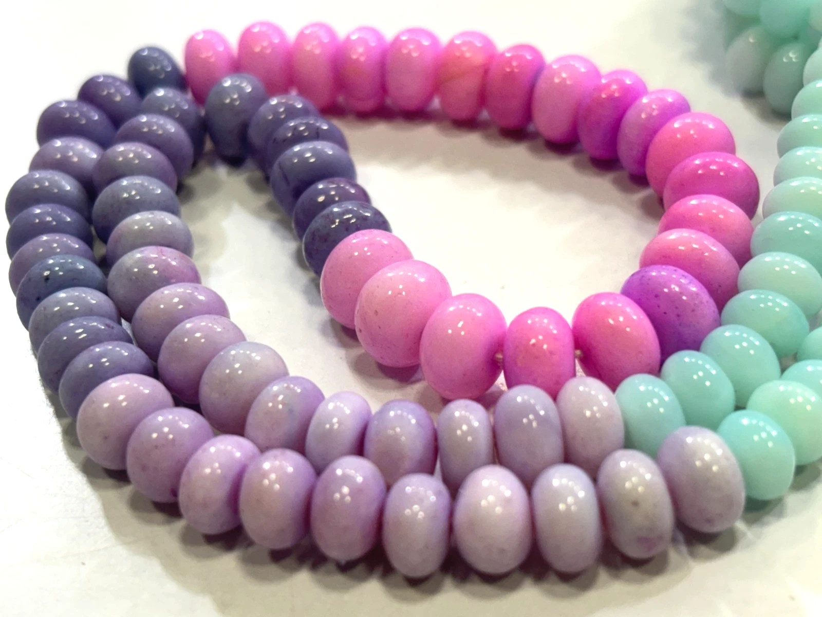 MULTI OPAL BEADS ROUNDELLE 7-8MM SMOOTH GEMSTONE 18 INCH NECKLACE