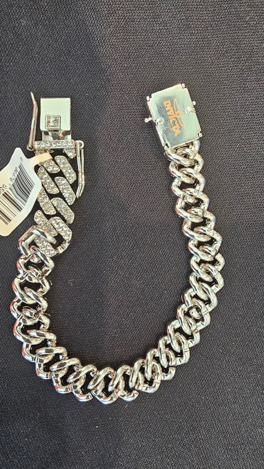 Invicta Elements Men’s Ultra Iced Out Cuban Chain Bracelet Silver Tone 80827