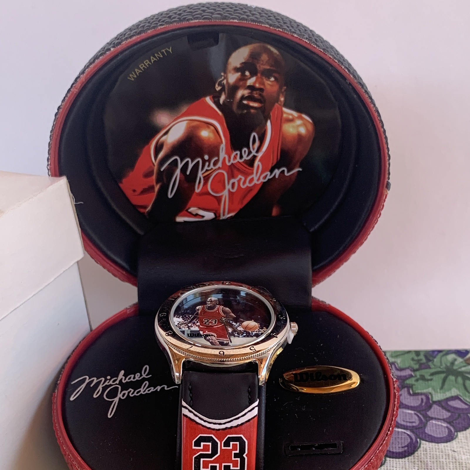 Wilson Michael Jordan #23 Quartz Analog Watch Black Leather Strap w/ Box