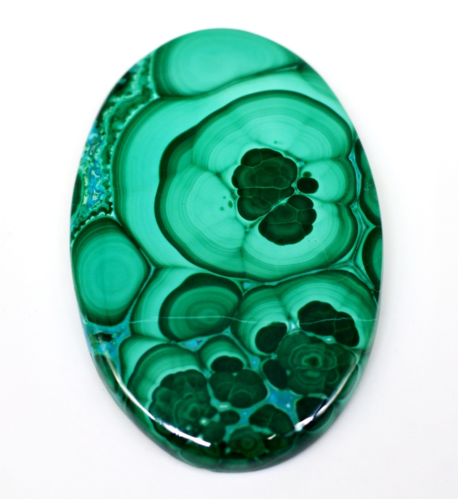 105 Ct 5X32X50 mm Top Natural chrysocolla Malachite Oval Cabochon Gemstone PF-25