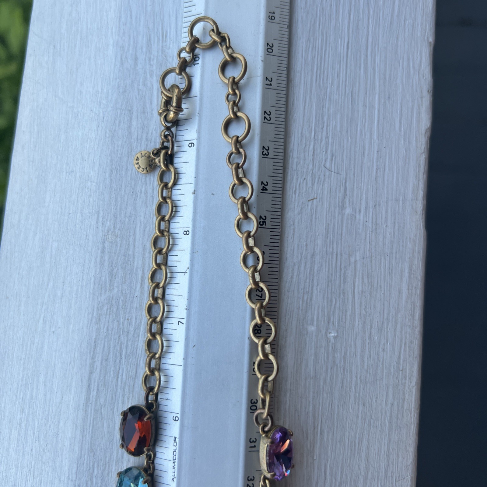 J.Crew Multicolor Blue Brown yellow Purple Collar Gold Crystal Necklace