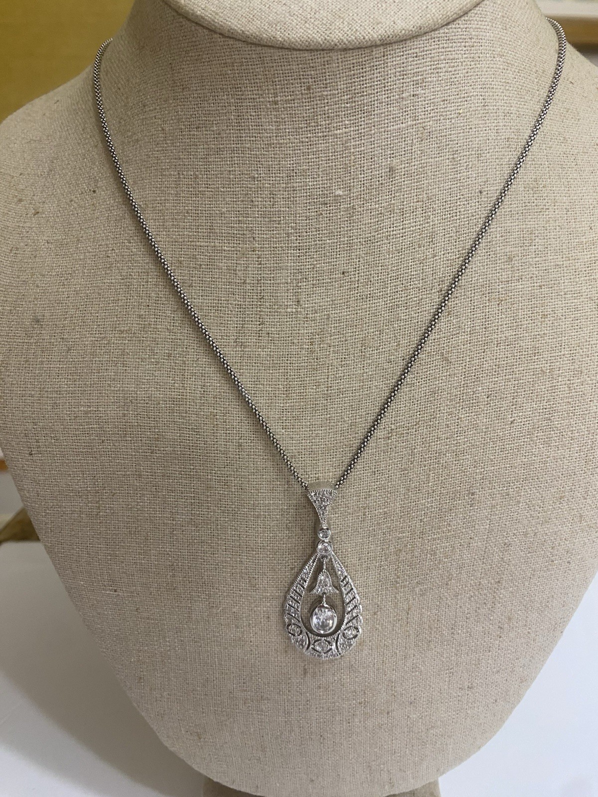 Women’s Teardrop Shape CZ 925 Silver Pendant Only