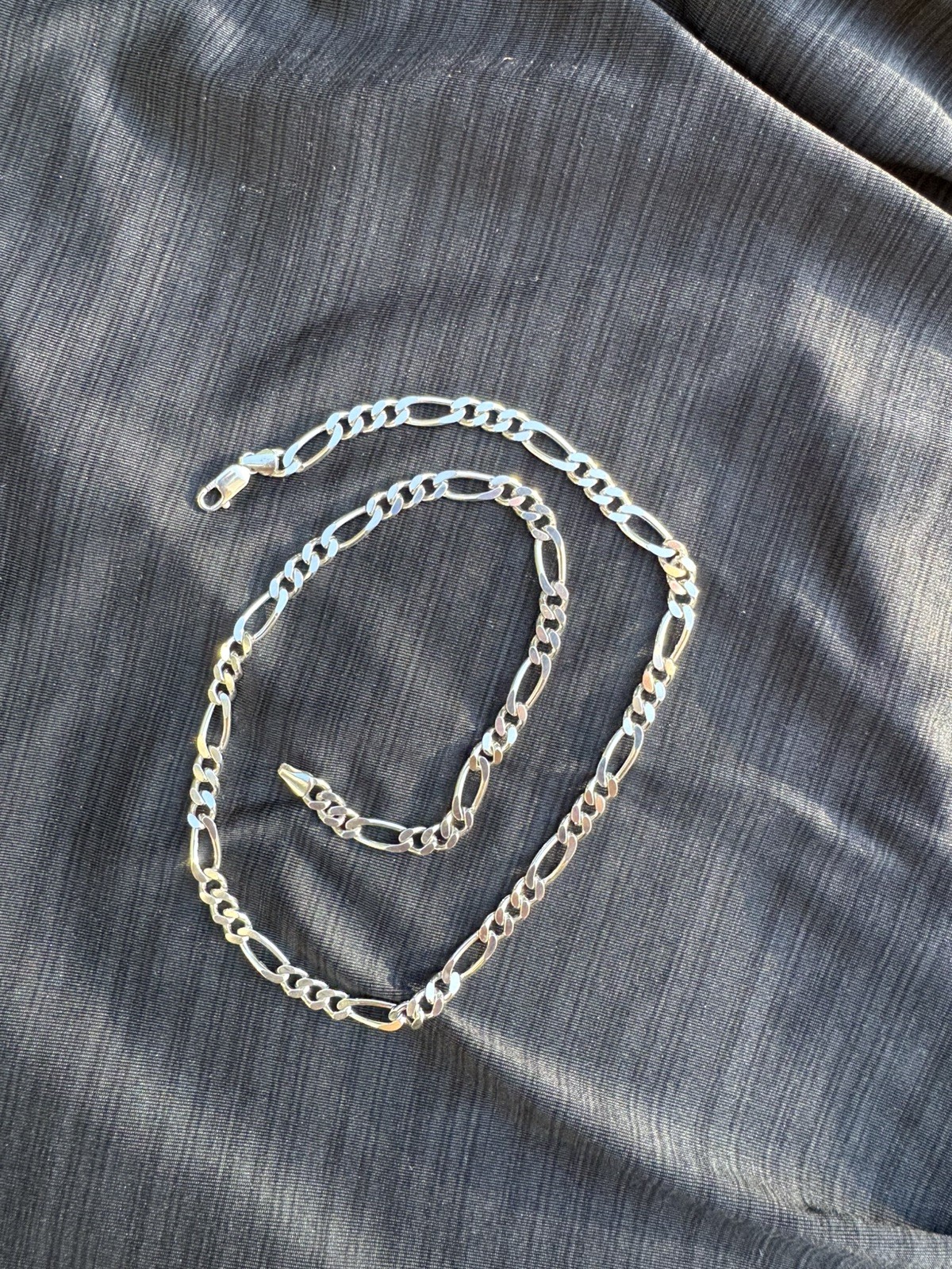 Sterling Silver 925 Figaro Chain 22” Necklace 39 Grams
