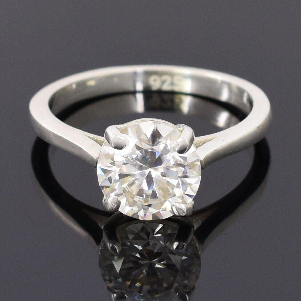 1.90 Ct Certified Treated Off White Diamond Solitaire Promise Ring In 925 Silver