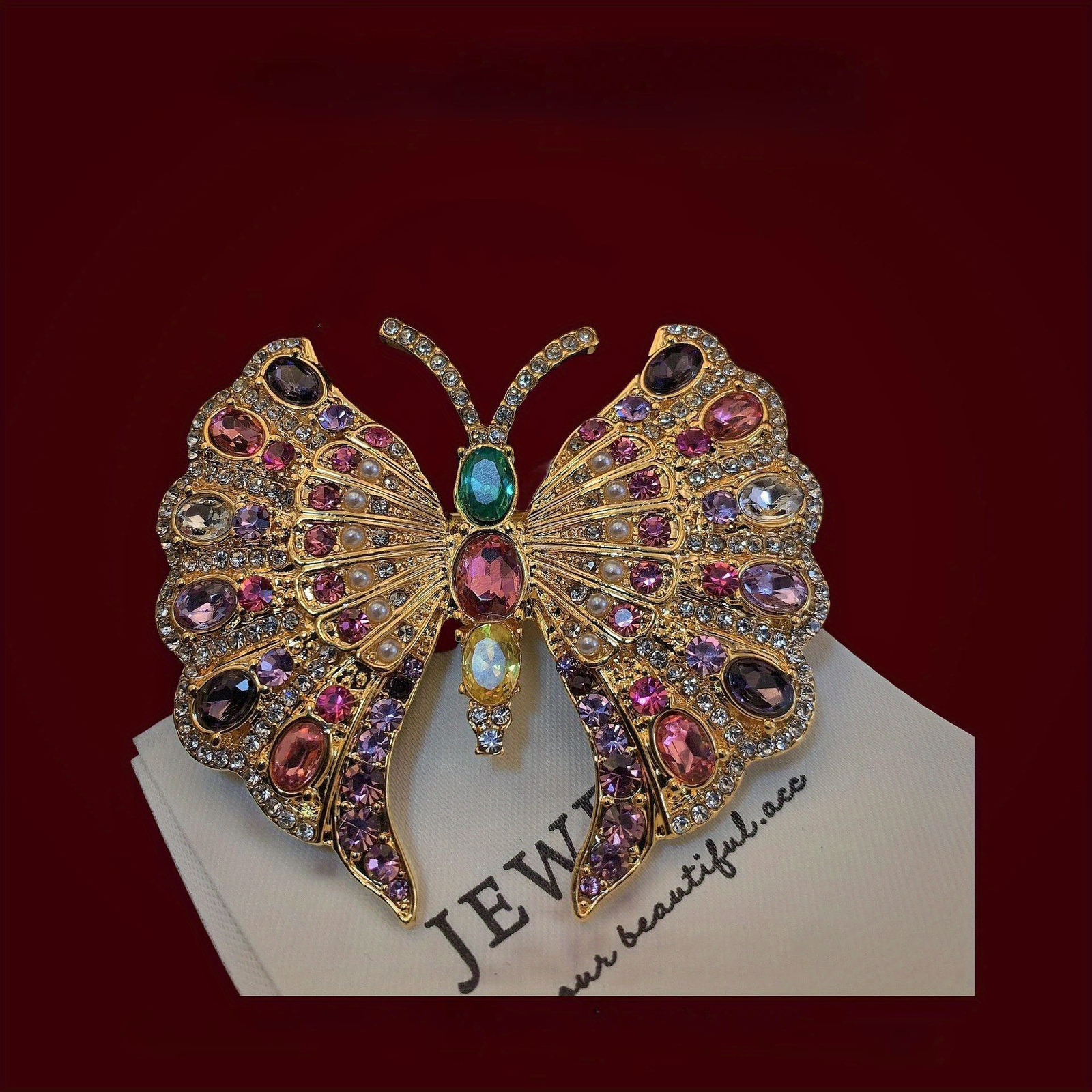 Elegant Rhinestone Butterfly Brooch Pin – Vintage Luxury Style for Women