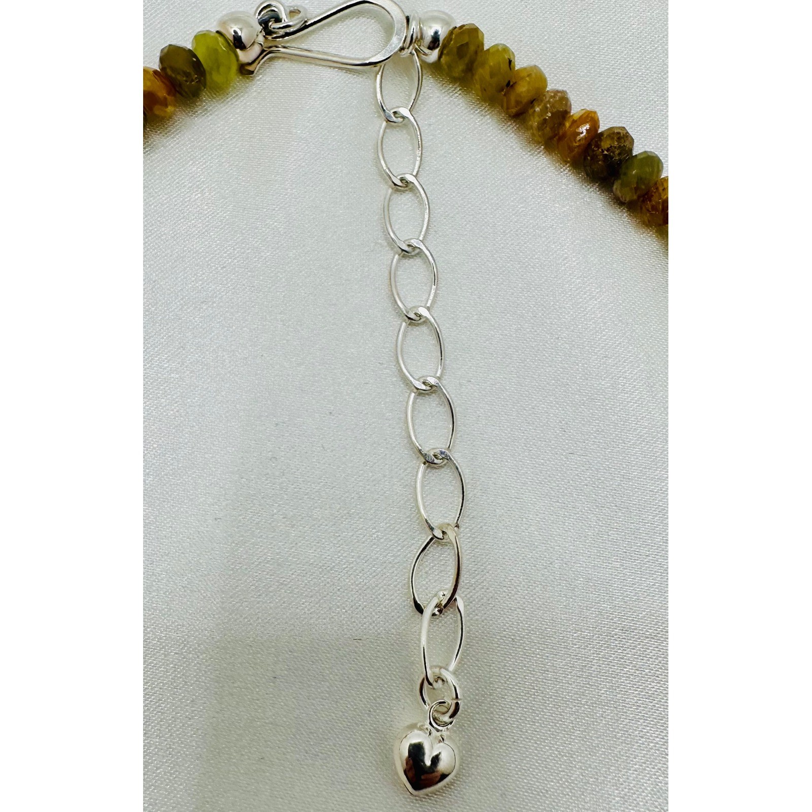 Jay King Sterling DTR Silver Faceted Green Amber Garnet Graduated Bead Necklace