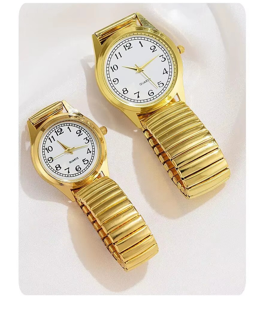 Reloj de cuarzo con puntero redondo para hombre y mujer, accesorio con 2 piezas