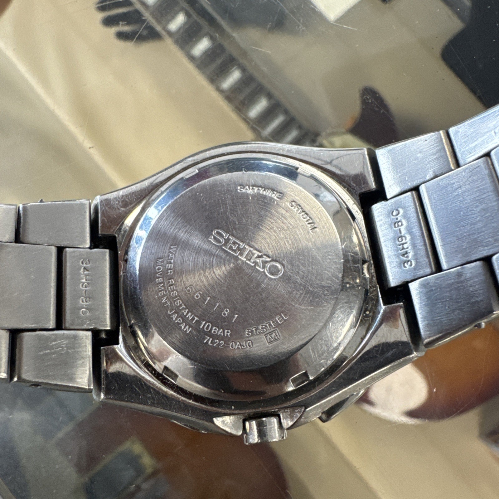 Seiko Arctura Kinetic Chronograph Stainless Steel Watch 7l22-0AJ0 Works
