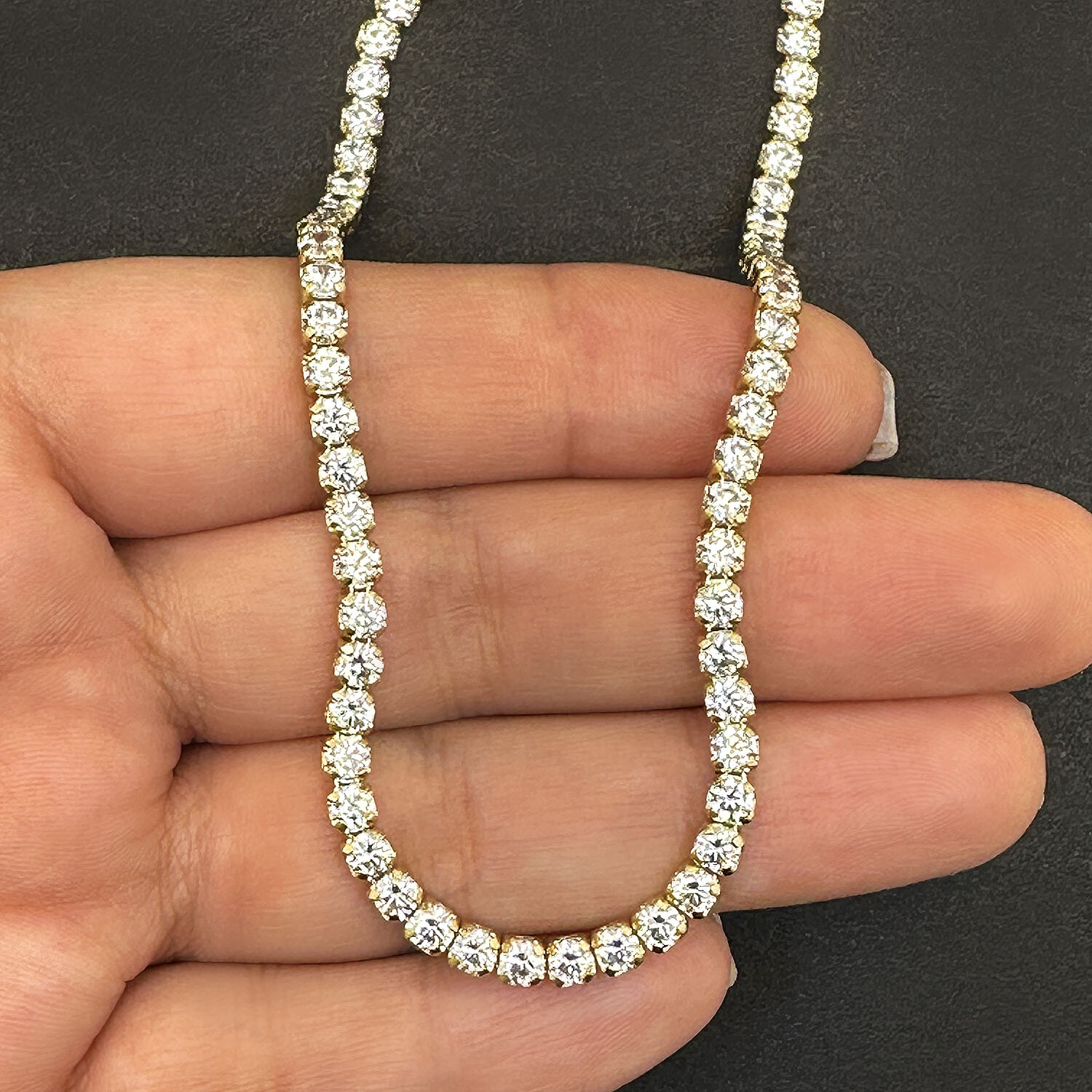 Solid 14K Real Gold 3.5mm CZ Tennis Chain Necklace 16″, 18″, 20″
