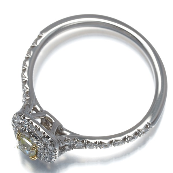 Auth Tiffany&Co. Ring Yellow &Clear Diamond 0.23ct Soleste US6-6.25 Pt 950