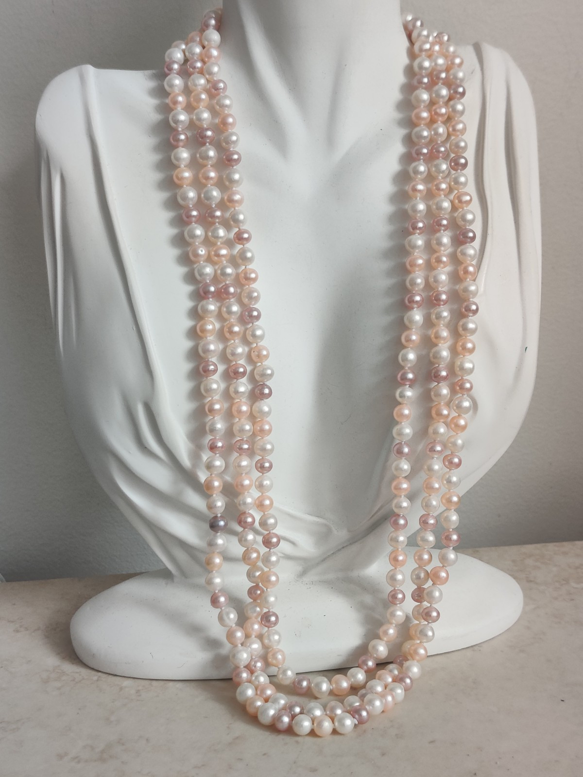 Genuine Freshwater Cultured Pearls Ultra Long Knotted Necklace 180 cm