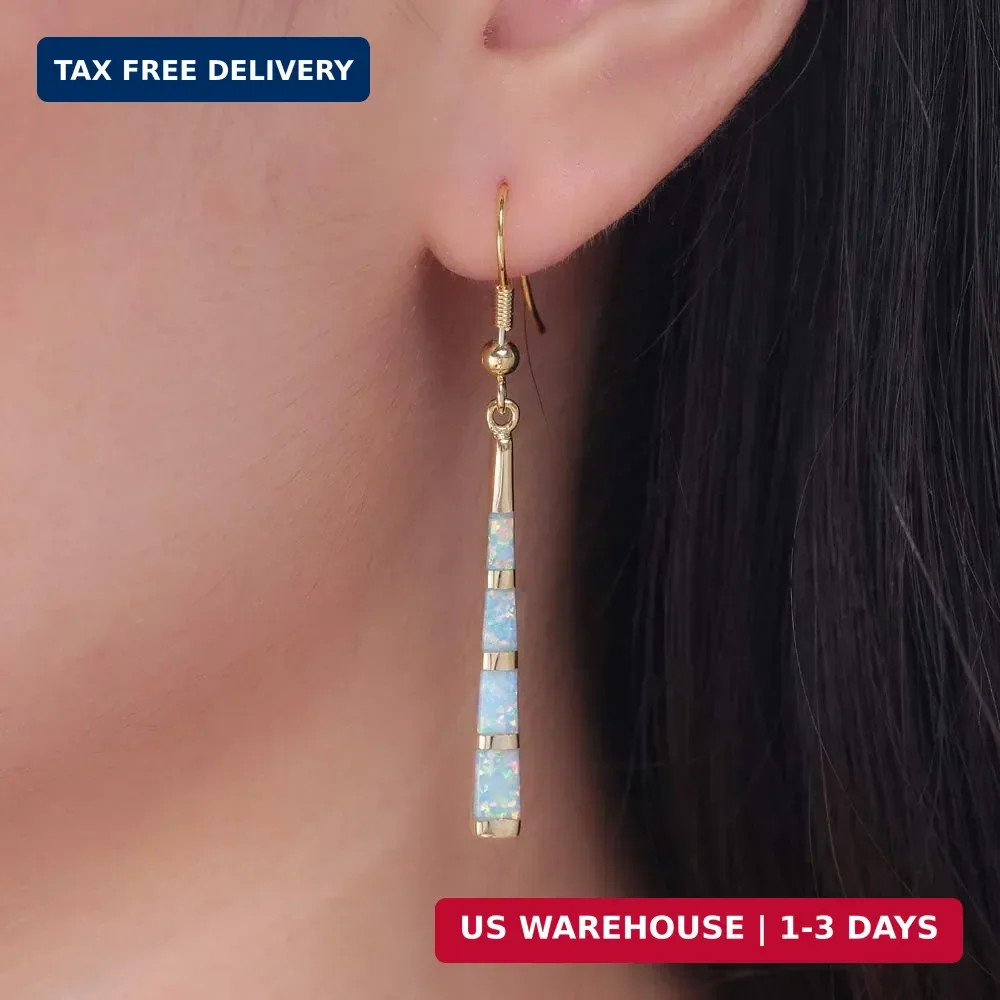 CiNily Opal Drop Earrings – Silver or Gold Plated Dangle Bar Jewelry for Women,