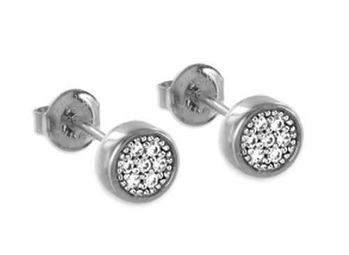 925 GENUINE SILVER RHODIUM PLATED *** Cubic Zirconia Stud Earrings Round 6.5mm