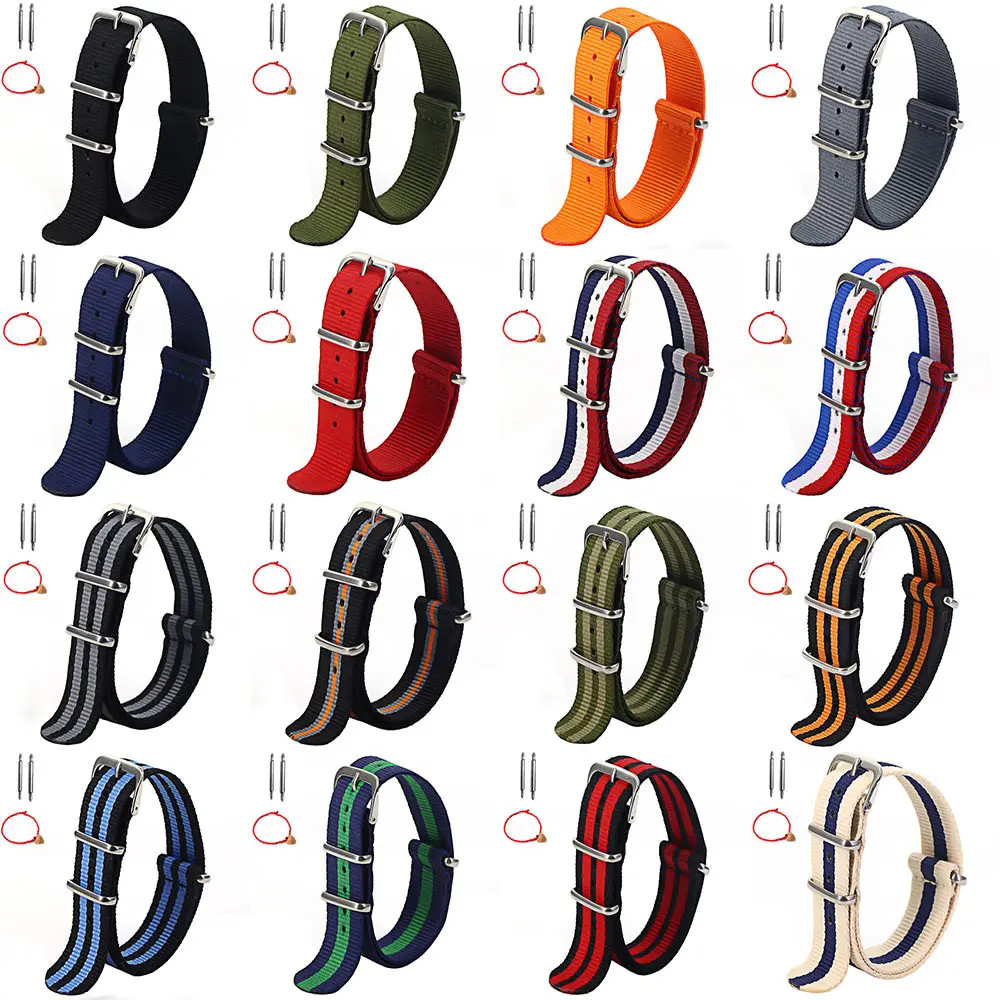 1Pcs Nylon Strap 16Mm 18Mm 20Mm 22Mm Nylon Watch Band Replacement Watch Strap fo