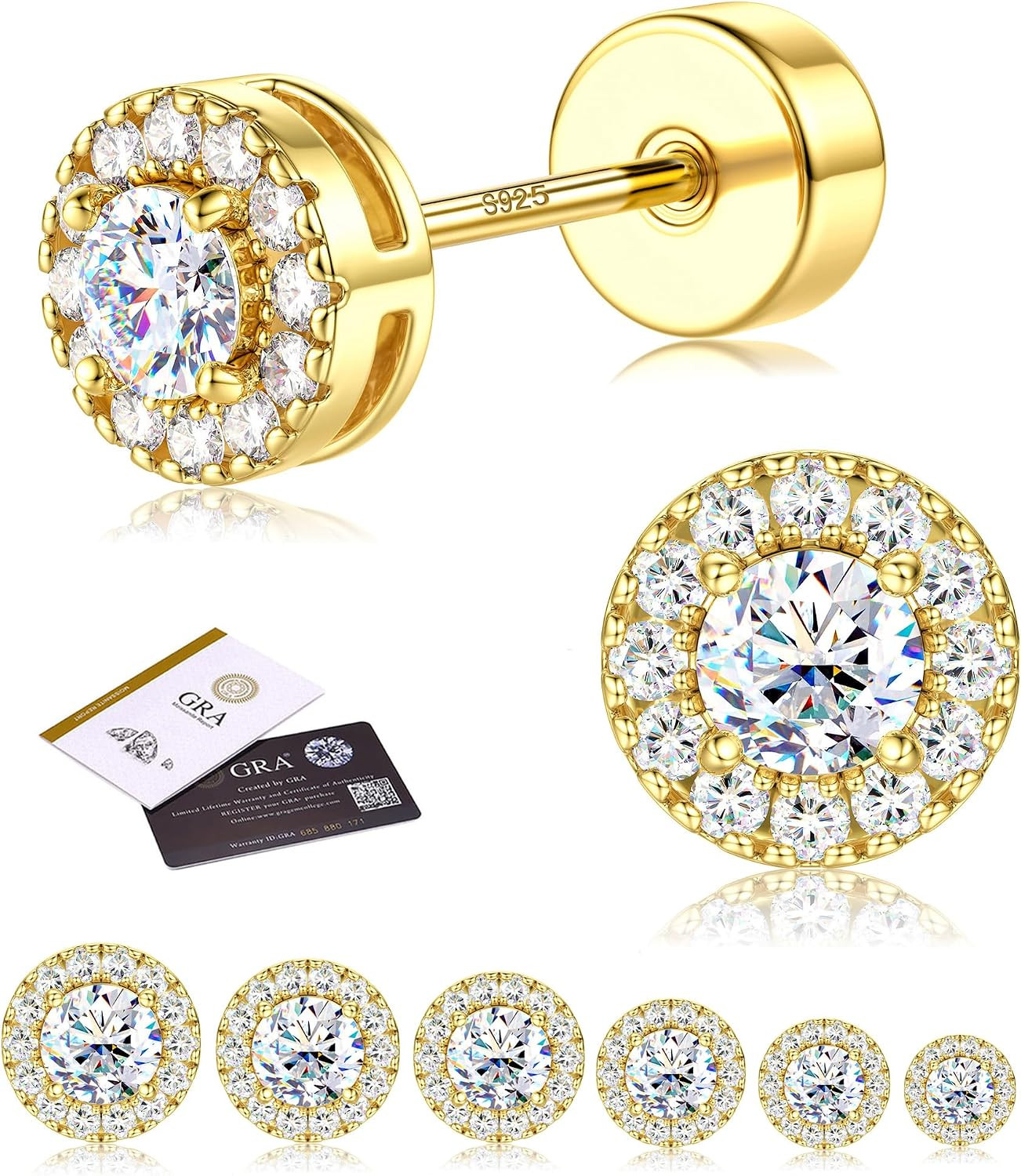 Moissanite Stud Earrings with Flat Back – 925 Sterling Silver D Color VVS1