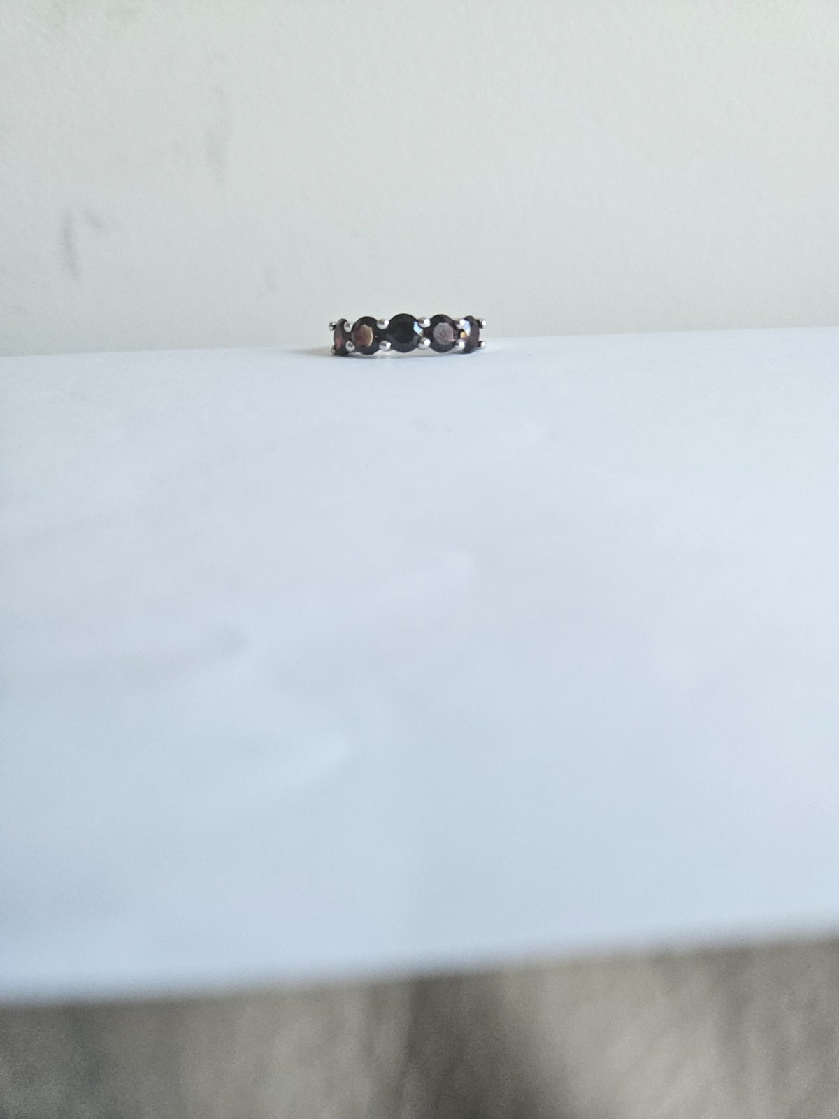 White Gold Rhodium Over Sterling Silver 4 CTW Garnet Size 6 (17mm) Designer Ring