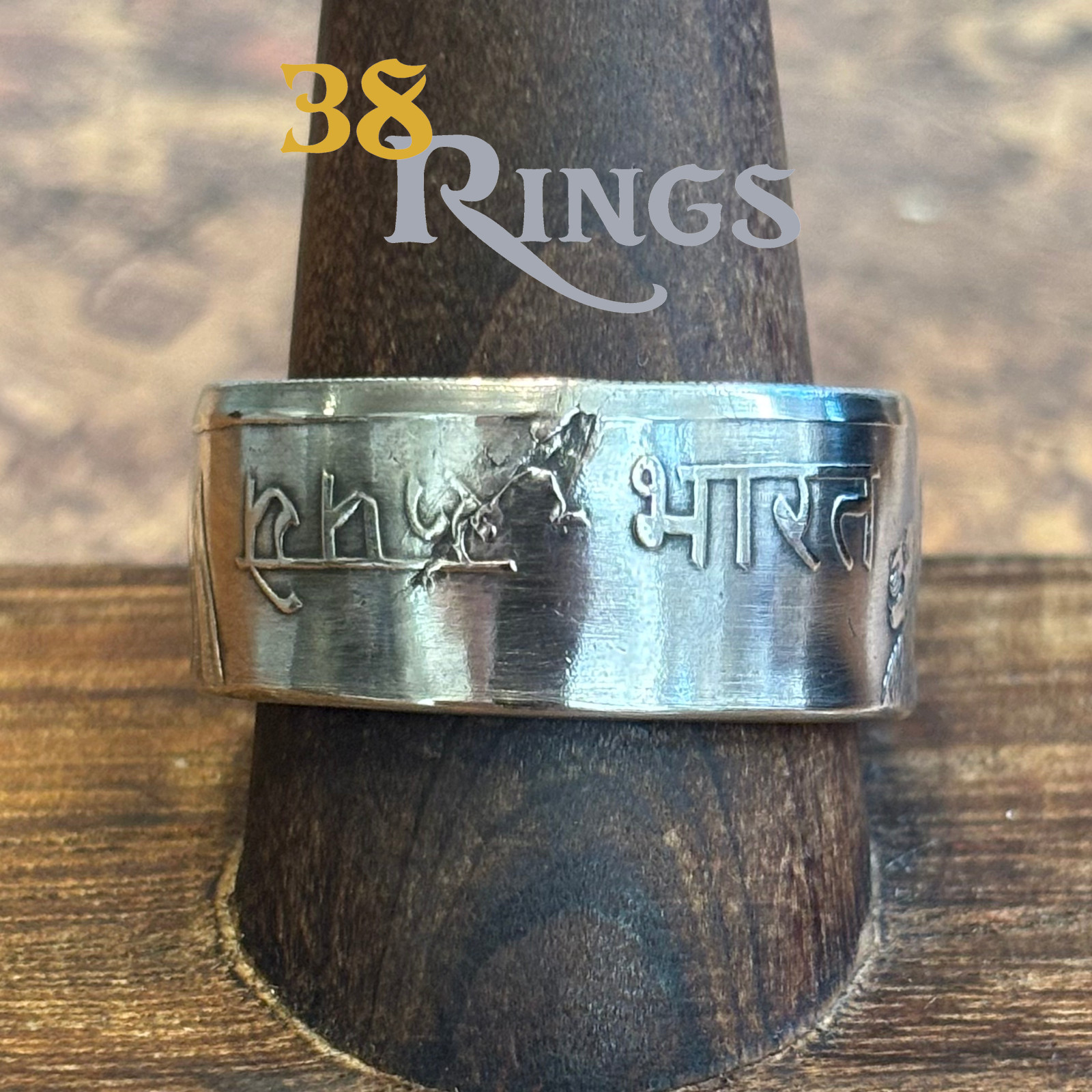EXCLUSIVE SILVER India Ashoka Lion 10 Rupees COIN RING 1972 SIZE 5-18 Heirloom