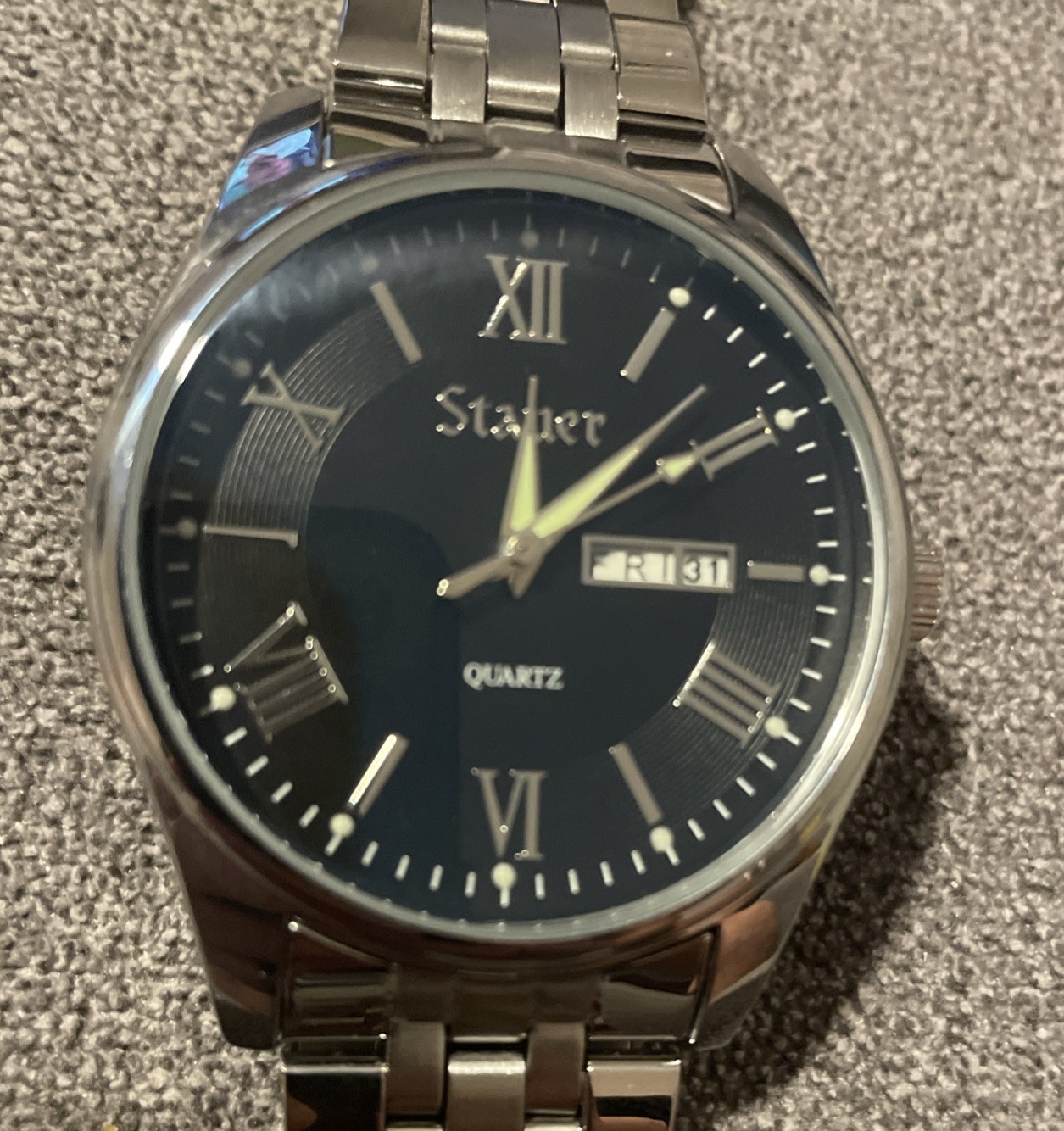 STAUER 35713 3ATM SL28 WATCH SILVER BLUE DIAL – Needs New Battery