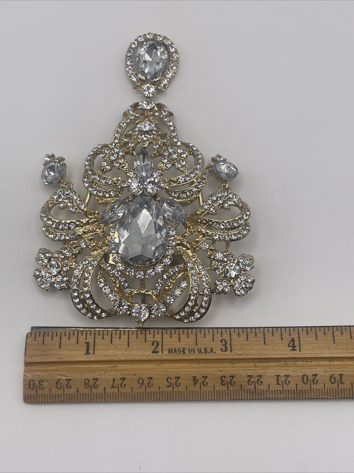 HUGE Chandelier Rhinestone Brooch/Ornaments/Special Occasion Decor 5”x3” ELEGANT
