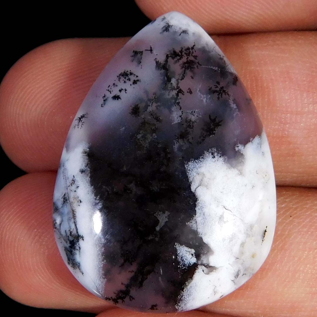 34.75Cts. Natural Gorgeous Dendritic Opal Pear Cabochon Reiki Healing Gemstone