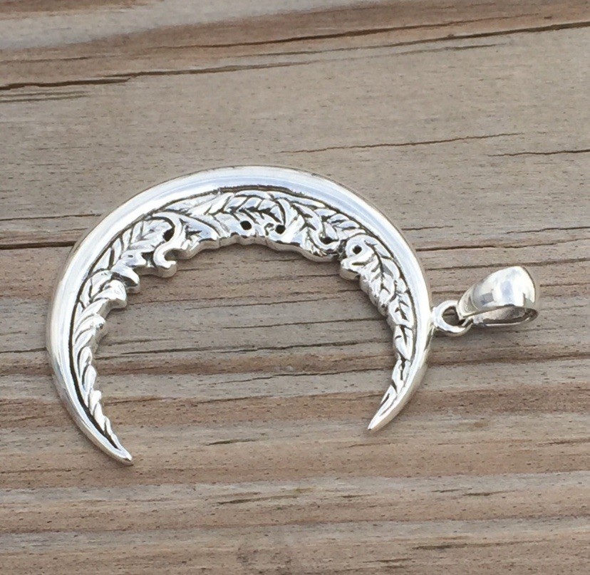 Large Moon Flower Pendant solid .925 Sterling Silver Magick Moon Peter Stone