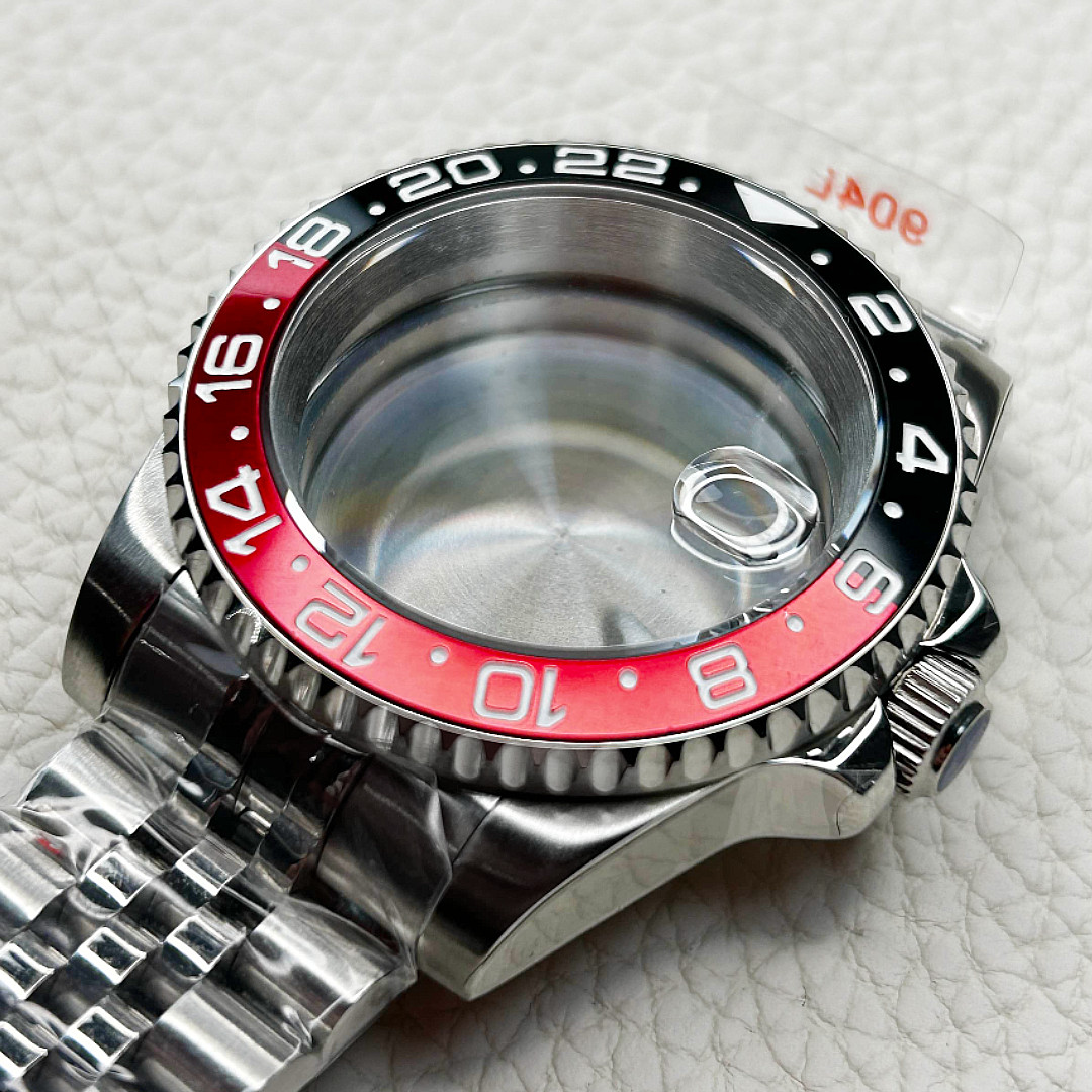 40mm Brushed 20ATM Watch Case Red Bla Coke Bezel Mod For Nh35 Nh36 Nh34 Movement