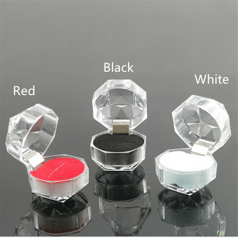 Wholesale 1/5/10/20Pcs Plastic Clear Crystal Jewelry Ring Display Storage Boxes