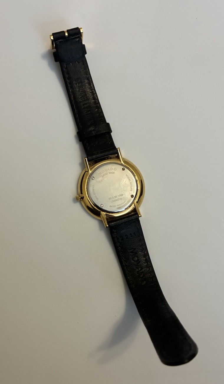 Movado Ultra Slim Women’s Black Dial Leather Strap Quartz Watch – 0607091