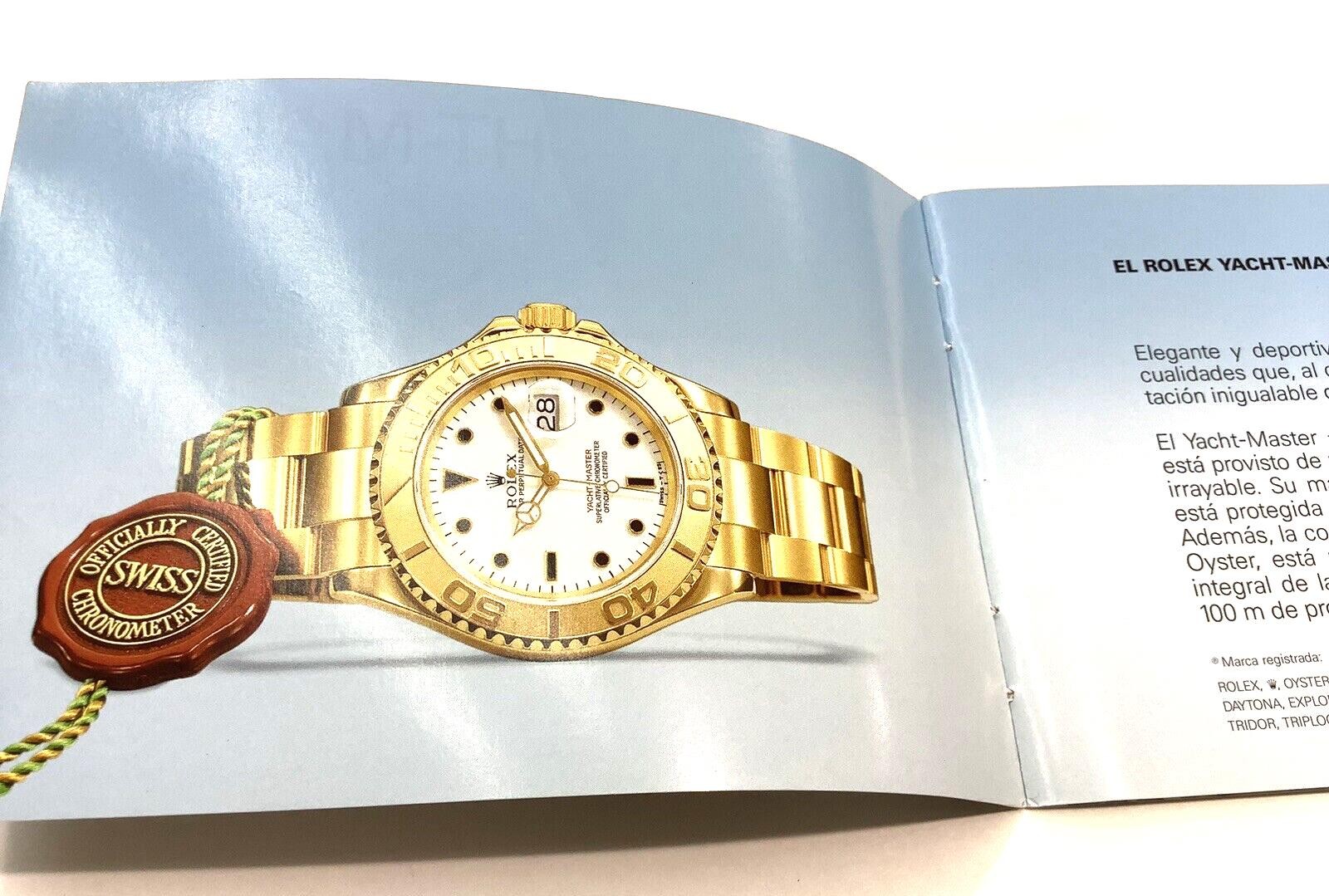 ROLEX YACHT-MASTER Spanish Booklet User Manual for Gold Models Dated 2004 MINT