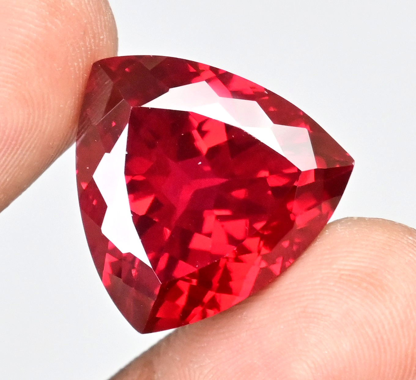 40.55 Ct Natural Mozambique Blood Red Ruby Trillion Certified Flawless Gemstone