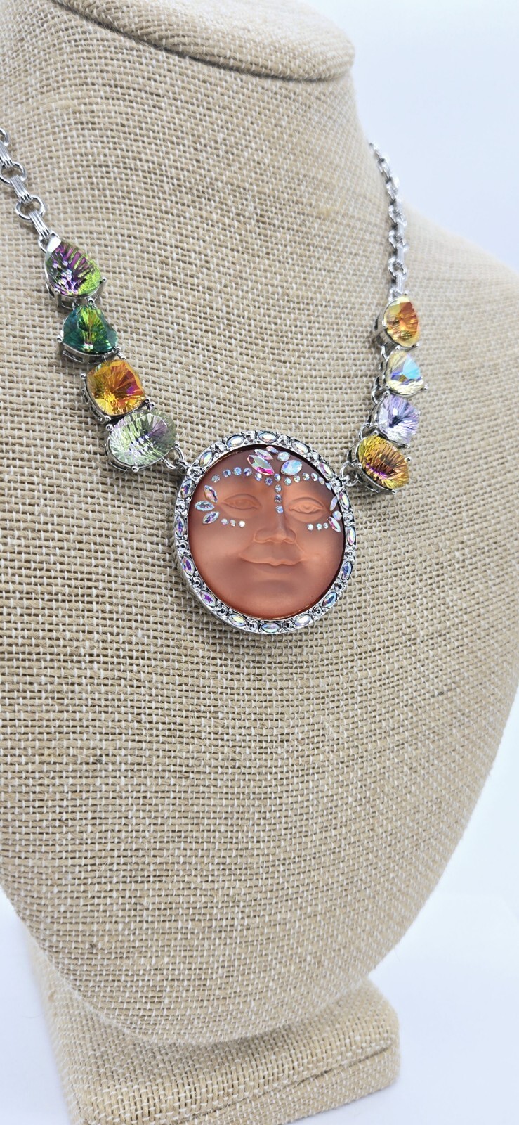 Kirks Folly Necklace Cosmic Bliss Empress Seaview Moon Silver tone Set 2pc