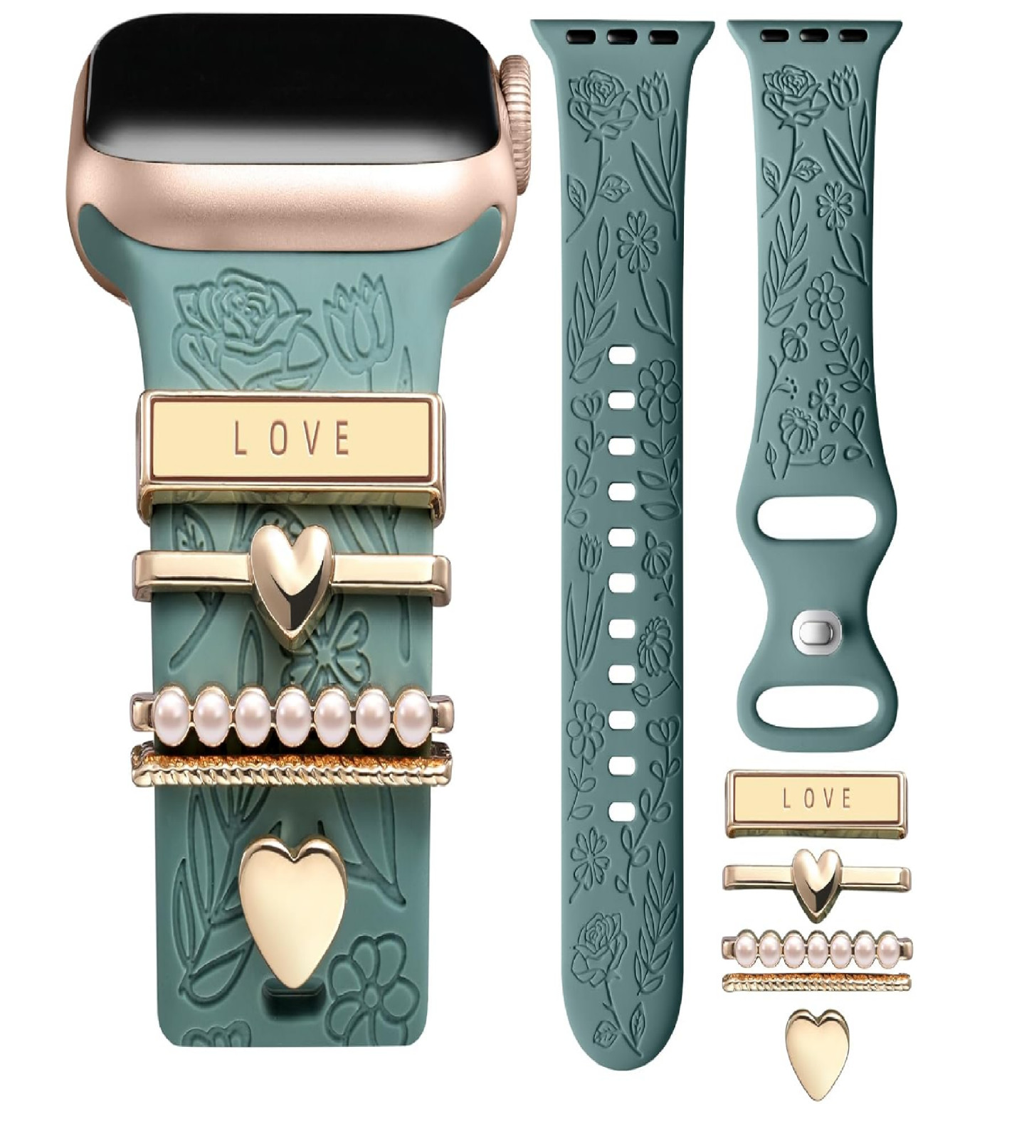 Flower Engraved Band Compatible with Apple Watch Bands for Women 40Mm 38Mm 41Mm