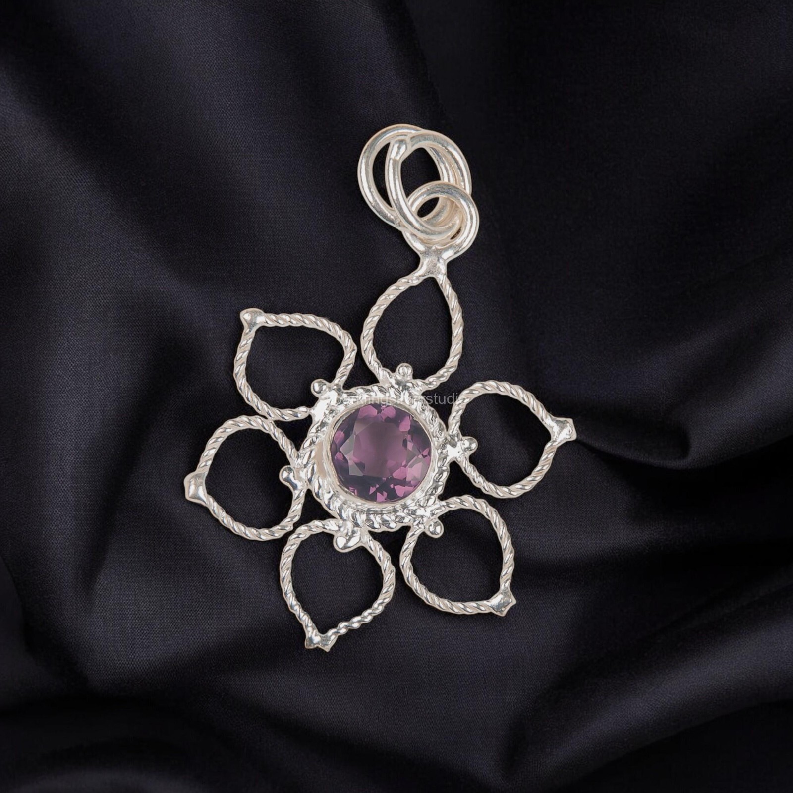 African Amethyst Gemstone Jewelry 925 Silver Handmade Pendant 1.44″ For Mother