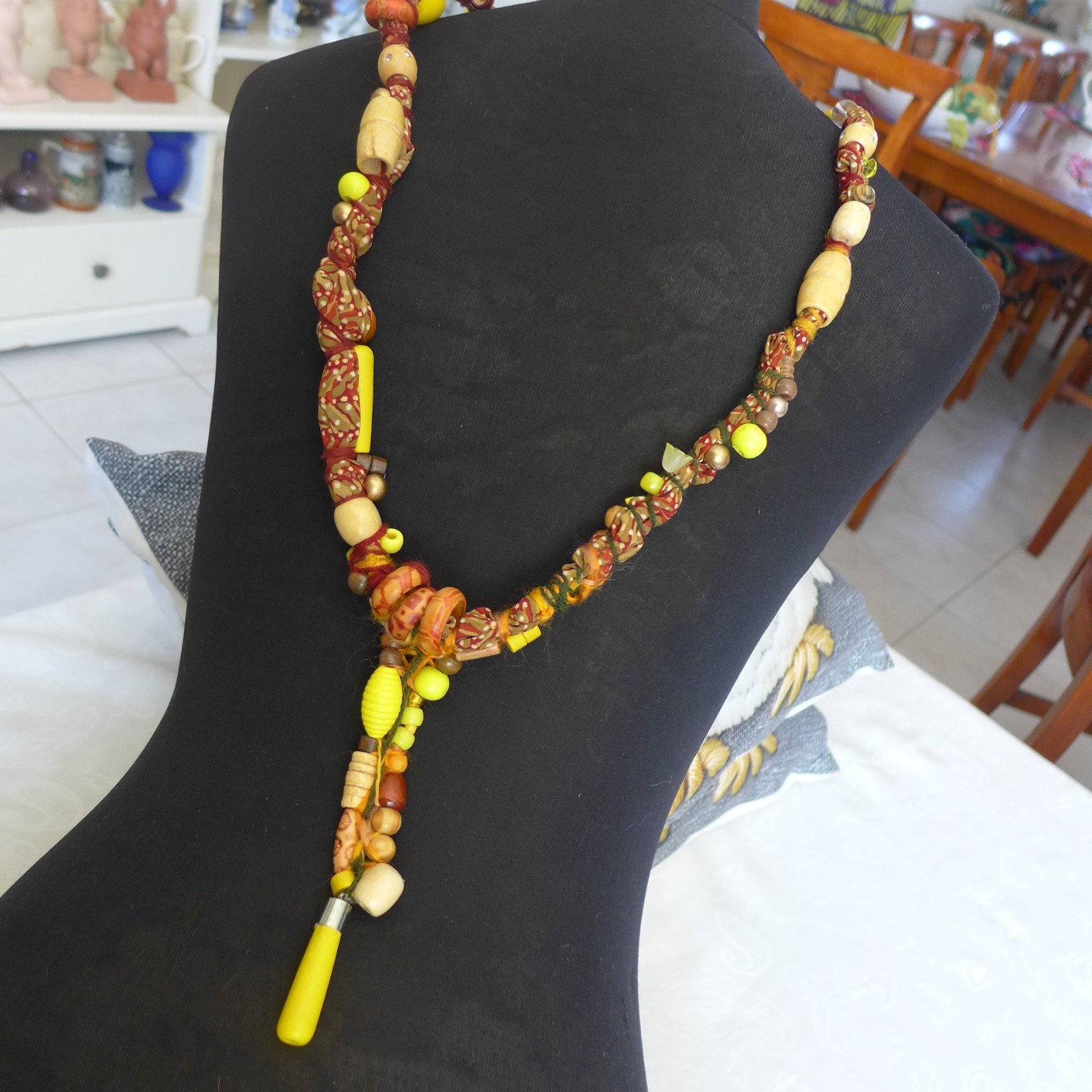 Handmade Fabric Necklace Fiber Art Beads Direct From Artist One Of A Kind