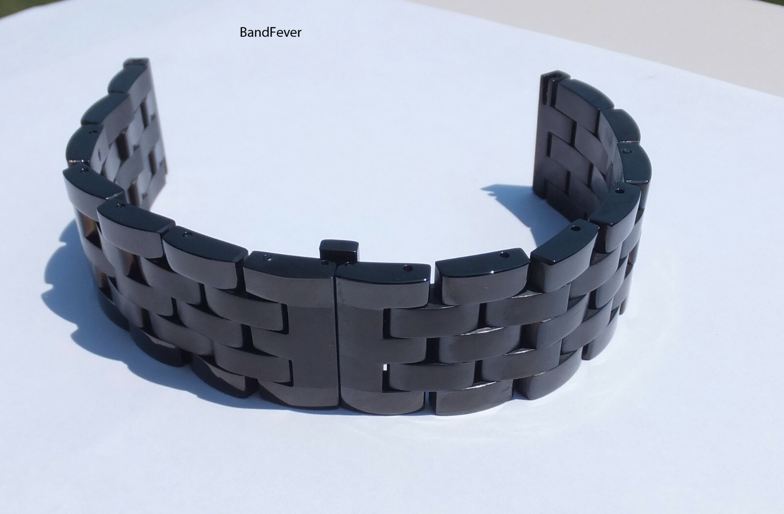 18mm Black SOLID Butterfly Clasp Buckle PVD Stainless Steel Watch Band Bracelet