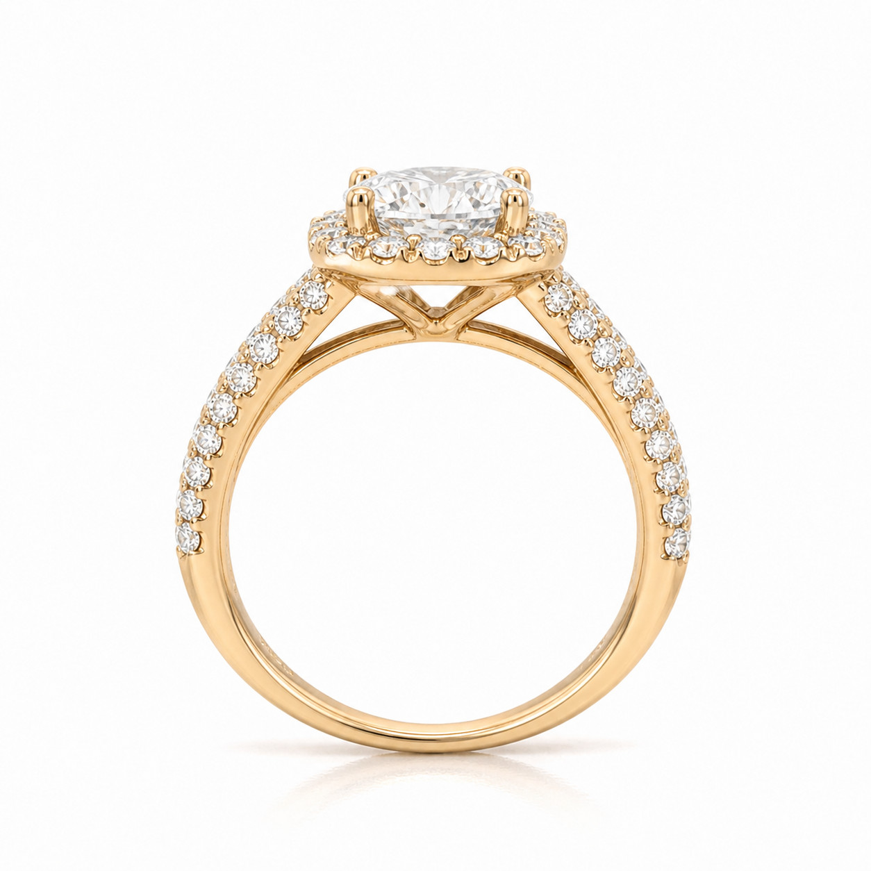 Natural Mined Diamond Halo Semi Mount Ring 14K Yellow Gold | 1.19ct G SI | 8mm R