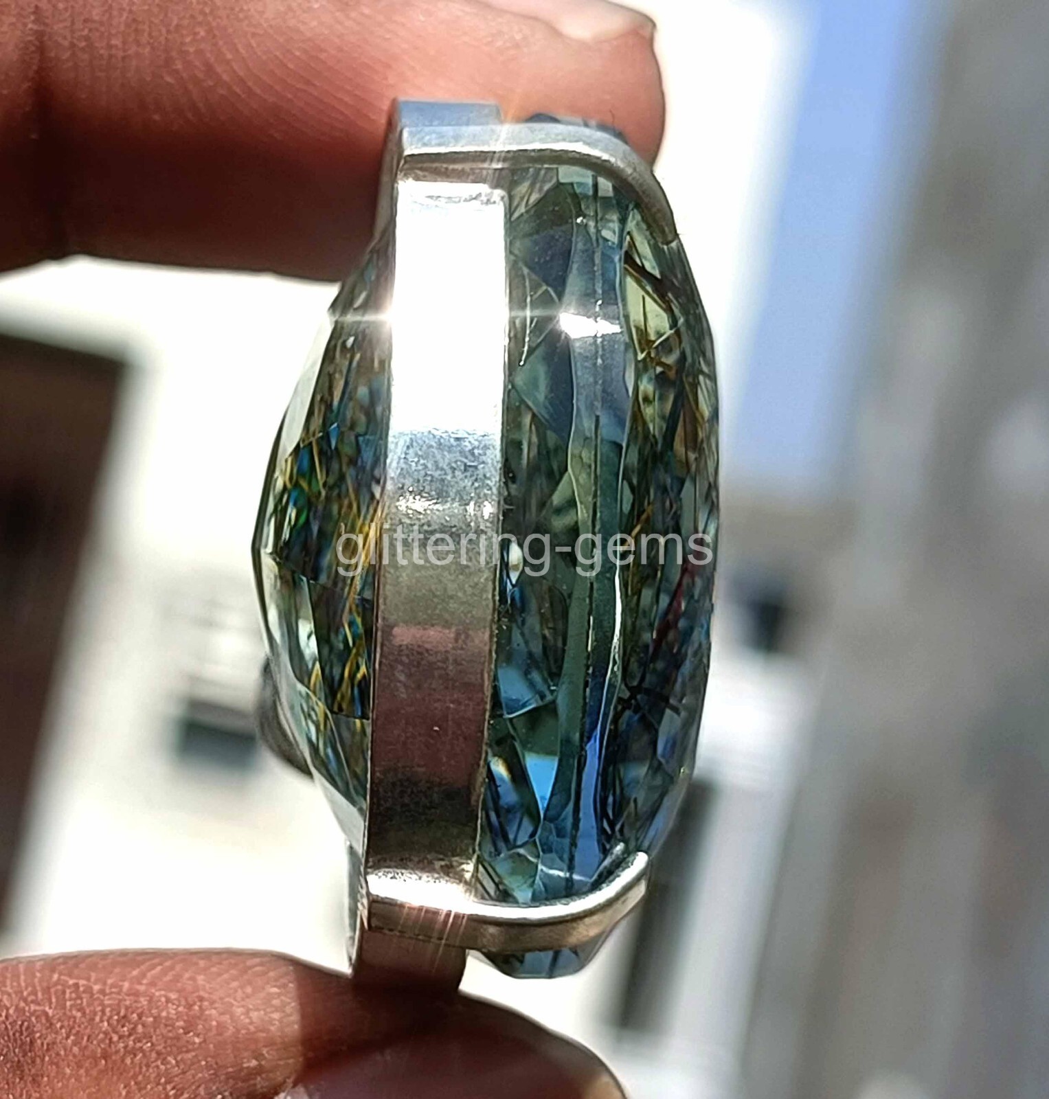New In Box IGL 167.35 Rutilated Quartz Cut 925 Solid Silver Pendant Gemstone S