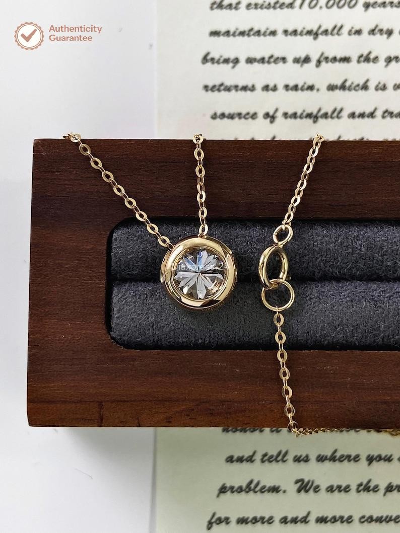 1CT Round Natural Diamond Pendant Necklace Special Gift For Her 14K Yellow Gold