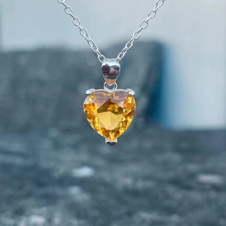 22.10 Ct Heart Cut Natural Citrine Sterling Sliver Pendant – Trending Gemstone