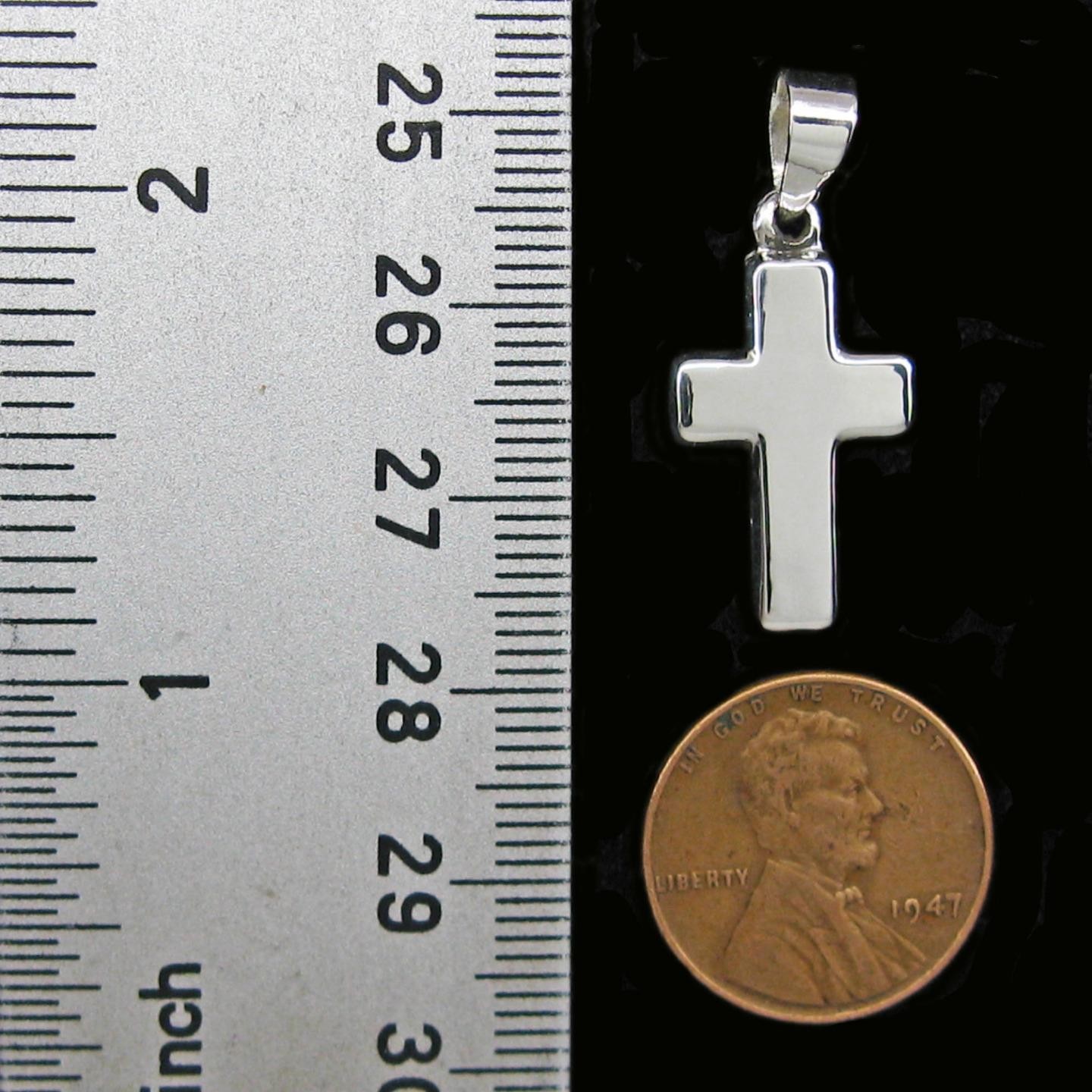 Small THICK Cross Pendant – All Sterling – Reversible – Chain Choice