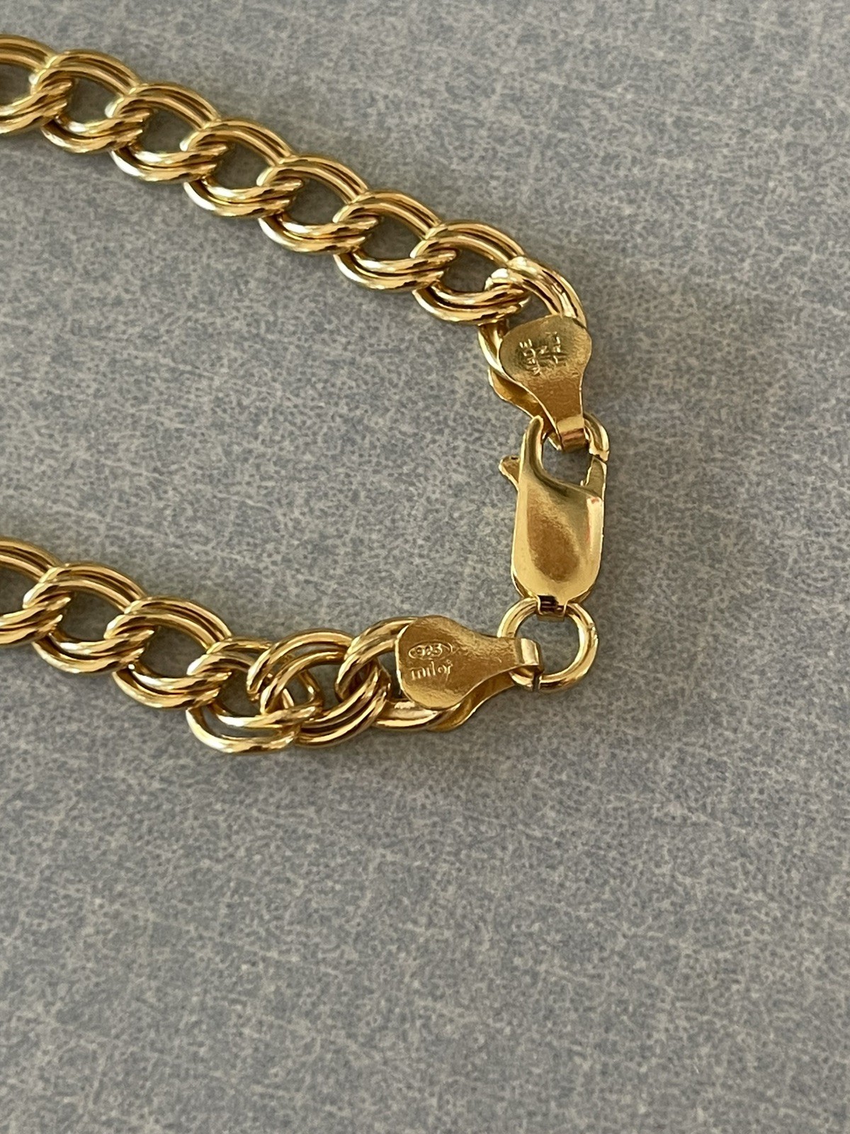 VTG Milon 24KT Gold Over 925 Sterling Silver 9 Gram Double Link Bracelet 7”