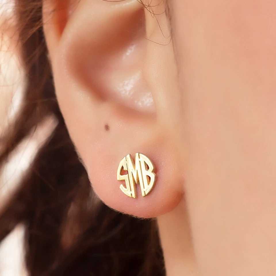 Initials Earrings With Box Custom Monogram Letter Women Boho Jewelry Gift Her