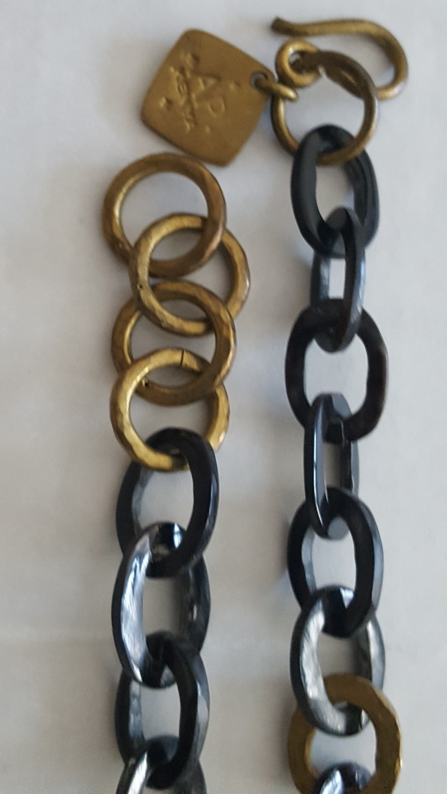 Ashley Pittman AP Kenya Horn and Brass Oval Link Statement Necklace ..