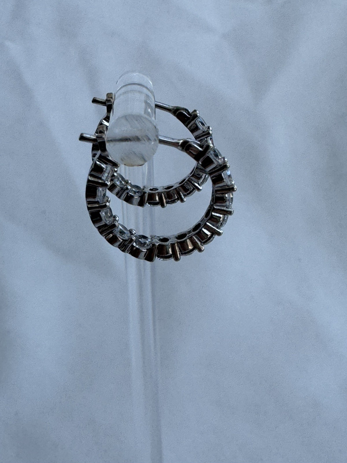 925 Sterling Silver Inside Out Hoop Earrings CZ 5/8” Snap Bar China