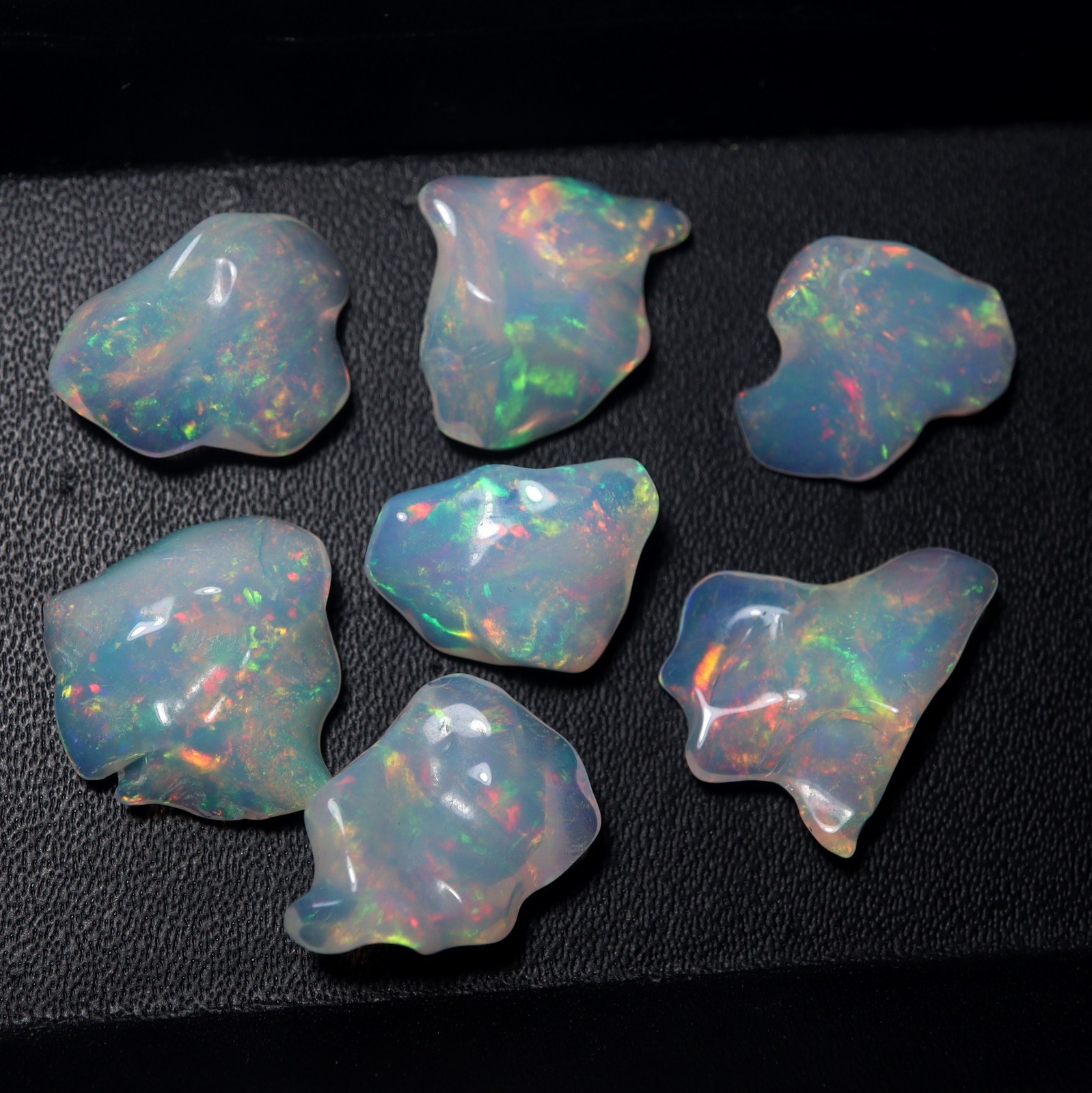 24Cts Natural AAA Ethiopian Opal Rainbow Fire Uncut Polished Rough 7 Pieces Lot