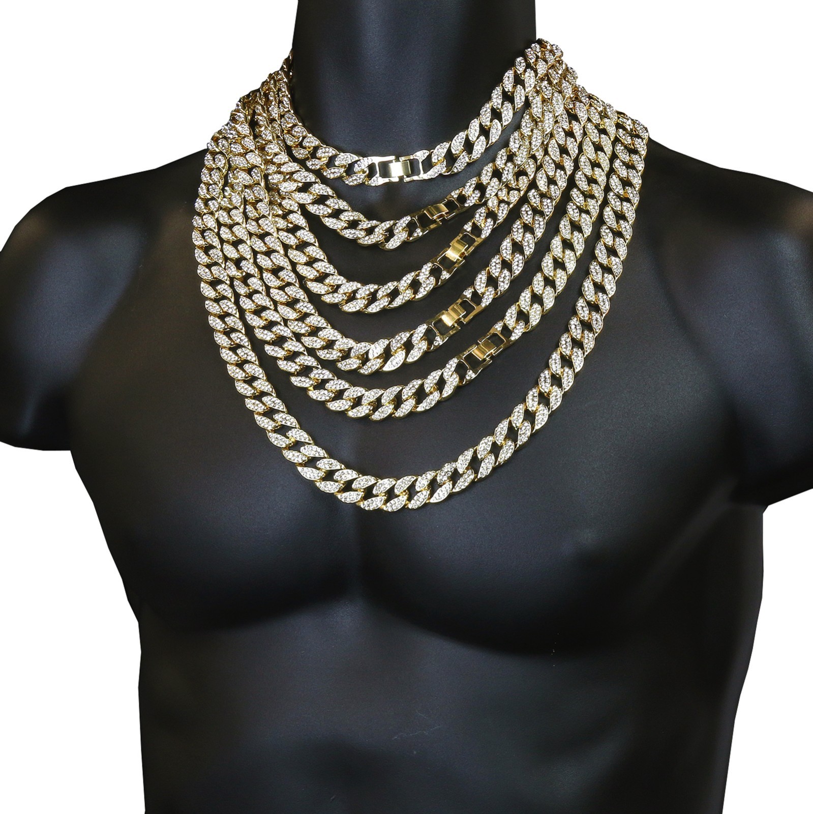 Miami Cuban Link 14k Gold Plated 14″-30″ Cubic-Zirconia Choker Hip Hop Chain
