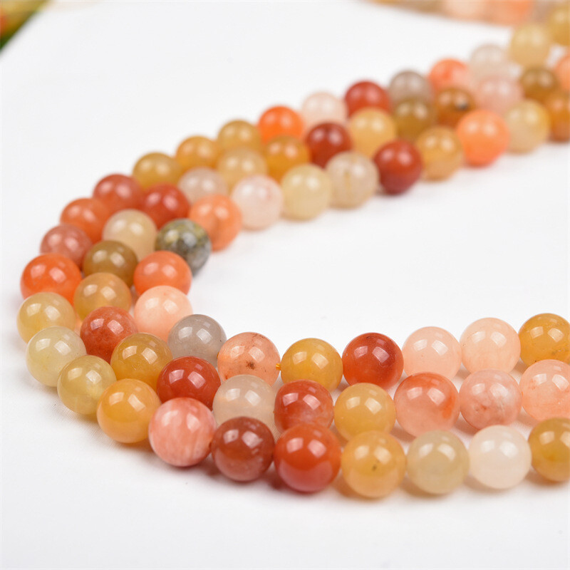 4-12mm Natural Gemstone Golden Silk Jade Round Spacer Beads for Jewelry Making
