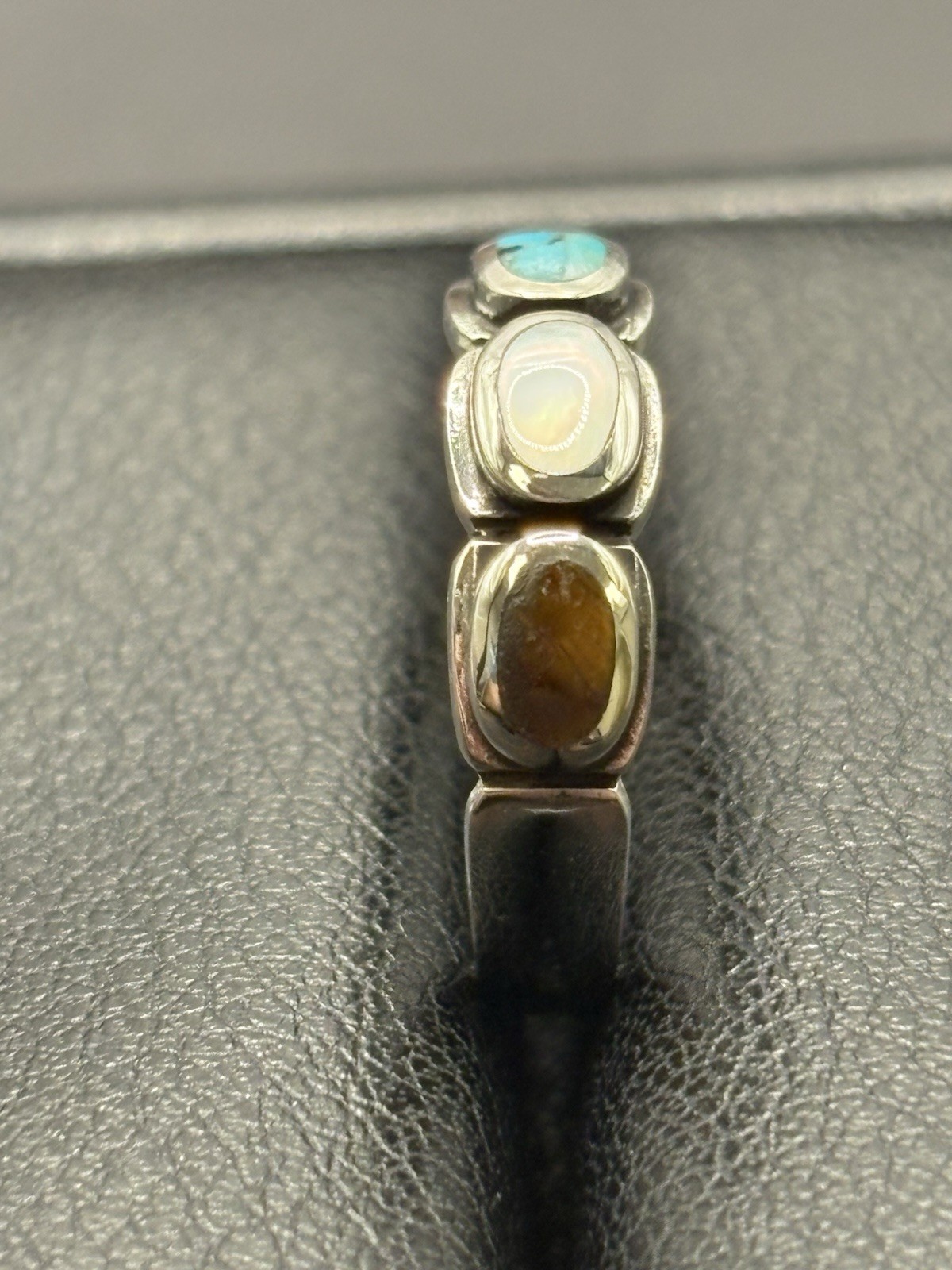 New Condition Sterling Silver Multi Genuine Gemstone Ring Size 7 G6