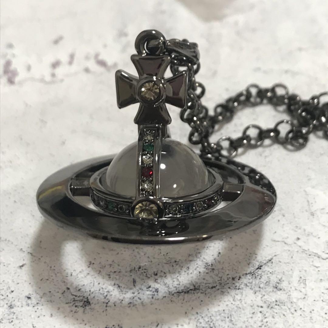 Vivienne Westwood Necklace Small Orb Gunmetal w/drawstring Top 4.5cm [EJ005