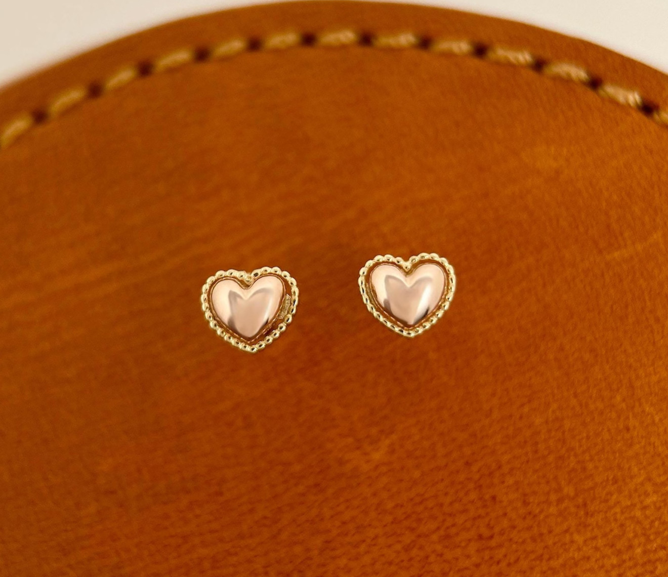 9K Solid Gold Stud Heart Stud Anniversary Earrings Promise Gift Earrings For Her